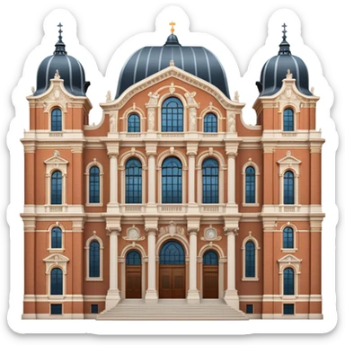 Cinematic Realistic Rijksmuseum Landmark Emoji, depicted with the grand facade of the museum rendered in intricate detail and soft, historical lighting. sticker