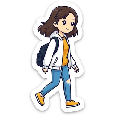 Brunette white girl walking sticker