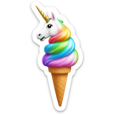 Unicornio comiendo helado sticker