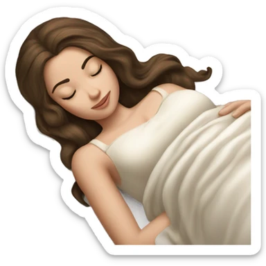 sleeping beauty brunette white girl with a silk pillow sticker