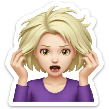 Manic ripping hair out female sticker