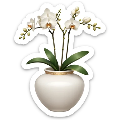 white orchids in white Italy vase  sticker
