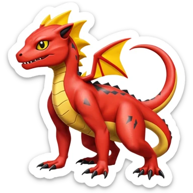 Oily smooth glossy evil Charmeleon-Zeraora-Salandit-fusion sticker