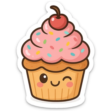 cute winking cupcake sticker