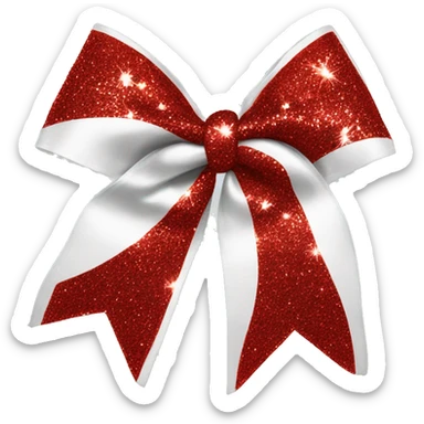red sparkly cheer bow with white sticker