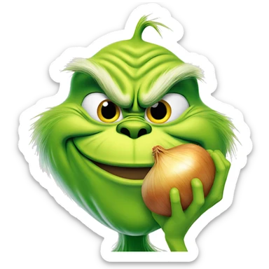 the grinch eating an onion sticker