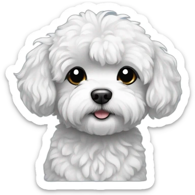 Maltipoo, black and white hair, anime style sticker