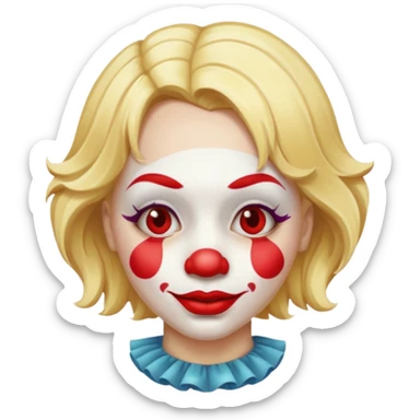 clown with blonde hair and red lipstick sticker