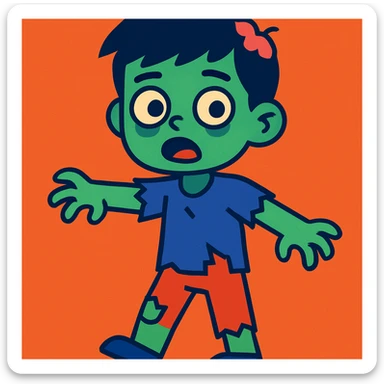 boy zombie vibrant toon style sticker