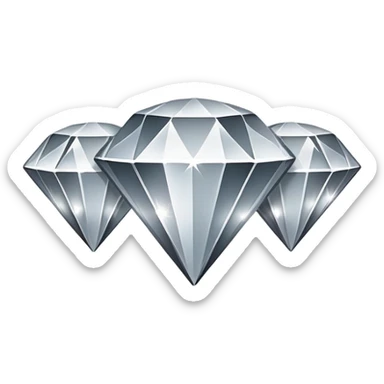 Emoji-style vector illustration of three sparkles in shades of gray: one large diamond‑shaped sparkle at center and two smaller sparkles at top‑right and bottom‑left. Design flat and minimal, with clean, smooth outlines, subtle inner gradients for profundidade sticker