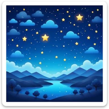 Beautiful night sky filled with stars, cosmic scene, deep blue with bright stars sticker