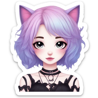 Gorgeous Cute Gothic Edgy Pastel Gradient Beautiful Anime Emo CatLady sticker