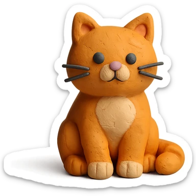 cute cat sitting in claymation style sticker