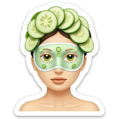 Emoji mit Feuchtigkeitsmaske im Gesicht und Gurkenscheiben auf den Augen sticker