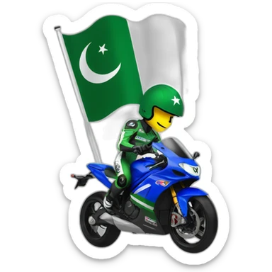 supersport motorcycle guy helmet holding pakistan flag racing sticker