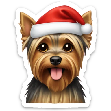 Yorkshire terrier in Santa hat sticker