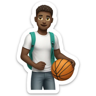 white skin young guy with sport bag in his right hand sticker