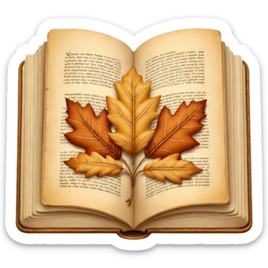 beige autumn open book with leaves on it sticker