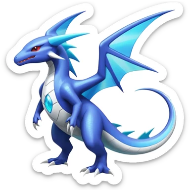 Shiny Colorful Exotic Futuristic Latios-Latias-Salamence-Salandit-Zekrom-Dialga-Amaura-Palkia-fusion-Fakémon-Pokémon-creature (Full body) sticker