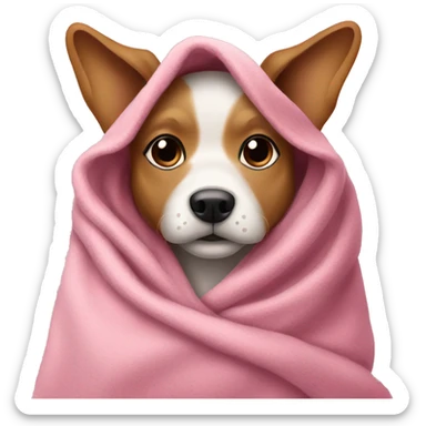 Blanket pink a dog in the blanket sticker