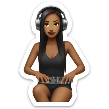 while girl electro dj on turntables sticker