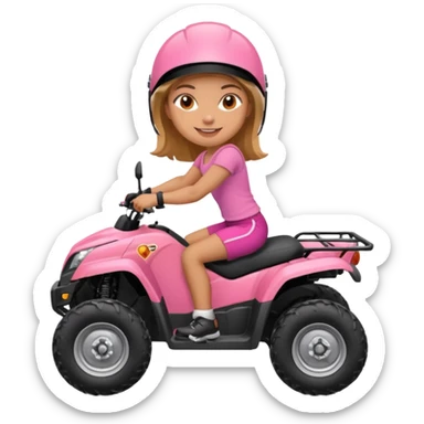 Atv ride girl in orange atv pink top  sticker