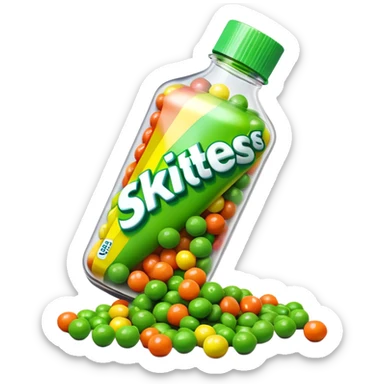 Ultra minimalist Skittles package with all green candy pieces spilling out sticker
