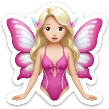 Mommy Pink Swimsuit White Butterfly Wings sticker