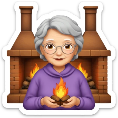 Grandma cozy by the fireplace  sticker