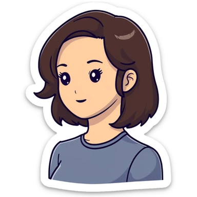 brunette girl with hair in a side part sticker