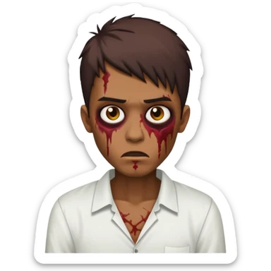 a zombie bronw emo man hard opium with white shirt sticker