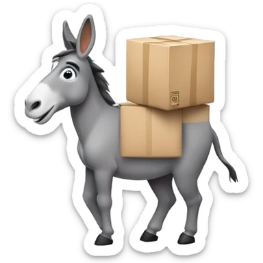 A donkey delivering a parcel  sticker