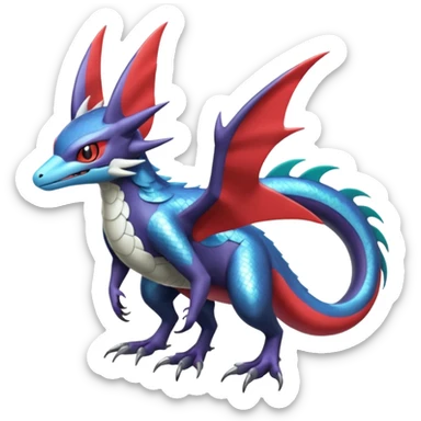 Shiny Noibat-Nargacuga-Salamence-Silvally-Fakémon-hybrid-creature (full body)  sticker