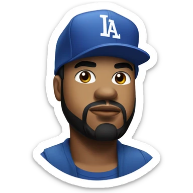 Ice cube rapper wearing LA hat sticker