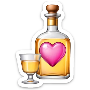 Tequila bottle with a pink heart sticker