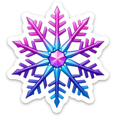Gradient iridescent Pink violet blue star snowflake  sticker