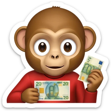 create a monkey holding a 20 euro bill I NEED EXACT A 20 EURO BILL sticker