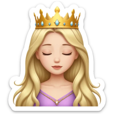 a beautiful princess closing her eyes calmly sticker