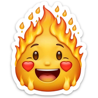 Generate an emoji that is on fire, laughing, crying, and melting at the same time. sticker
