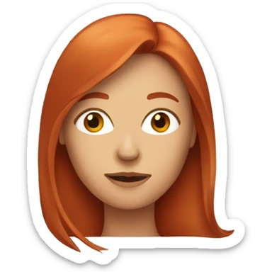 An emoji of a woman with long, straight red hair and a thin, elongated face sticker