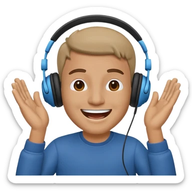 happy guy listening and chanting to music on a headphone sticker