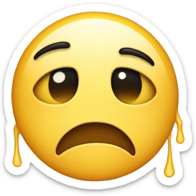 crying emoji with a smile but tired eys sticker