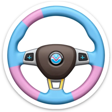 steering wheel with transgender pride flag colors and strifes , fluffy sticker