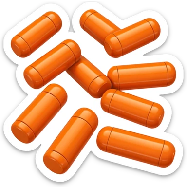 orange cylindrical pieces pill shaped on each end with no lines sticker