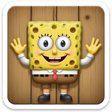 Make SpongeBob hold a wooden sign that says imma head out and make SpongeBob have his pants sticker