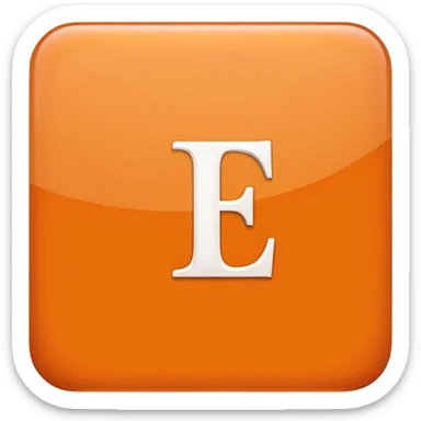 make me an emoji of the letter E  orange square witha white E in the center with a times new roman looking font sticker