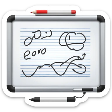 Whiteboard with wobbly lines indicating written notes sticker
