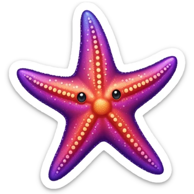 color gradient between red and purple glitter cute starfish sticker
