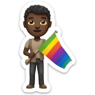 Dark skin colour person holding gay flag  sticker