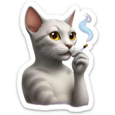 Cat lights cigarette  sticker